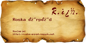 Roska Árpád névjegykártya